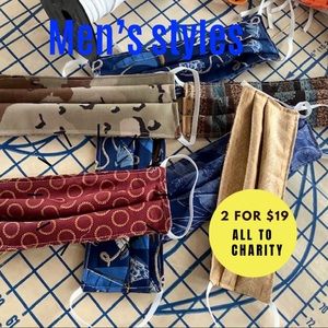 MEN'S 100% Cotton Pleated Face Masks (Q: 2 PO)